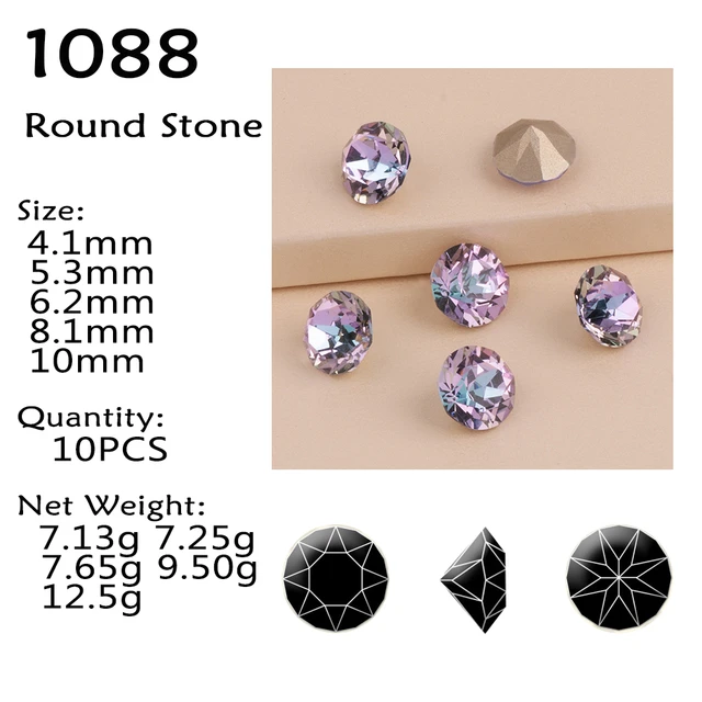 Glitter 1088 Purple Nail Charms RhinestoneS 10PCS Different Sizes