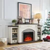 Electric Fireplace with Mantel, White TV Stand for TVs Up to 80 Inch, Farmhouse Entertainment Center with Storage for Bedroom 2
