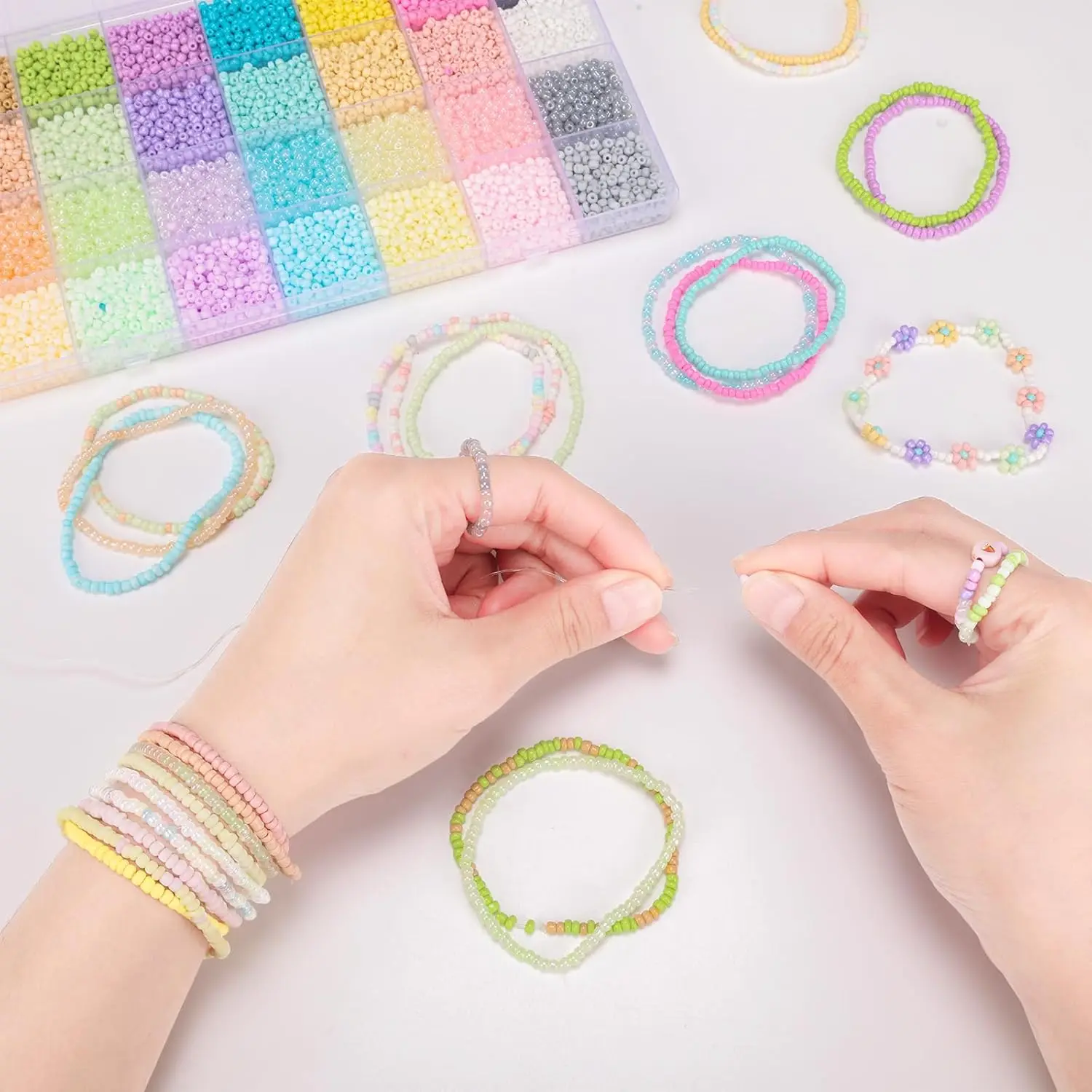 Perline per Braccialetti, 14400+ Pezzi 6mm Perline per Bigiotteria Fai da Te, 144 Colori Perline