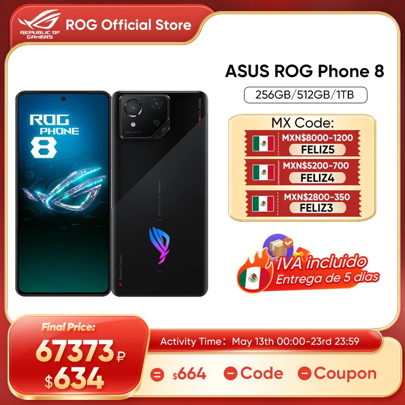 Asus-Téléphone portable ROG Phone 8 Gaming, Snapdragon 8, Isabel 3, écran E-Sports 2024Hz, batterie 165 mAh, développements sans fil, nouveau, 5500