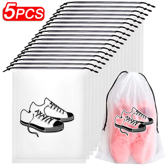 5/1Pc -K Cipőtárs Táska Húzza A Zsinór Műanyag Zacskóját Újrafelhasználható Átlátszó Vízálló Cipő Kültéri Utazási Hordozható