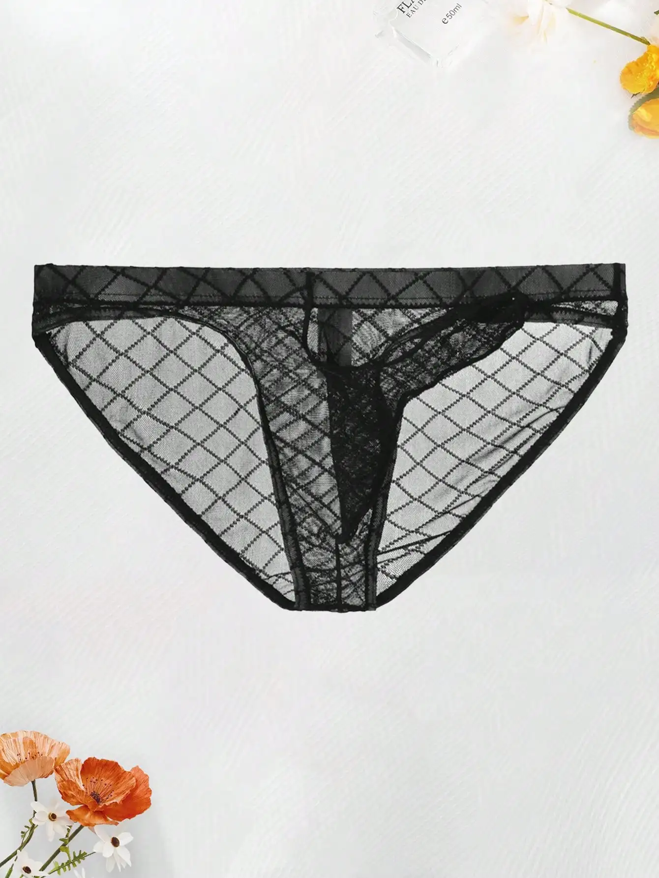 Men's Ultra-Thin Breathable Mesh Underwear with Sexy Triangular Design