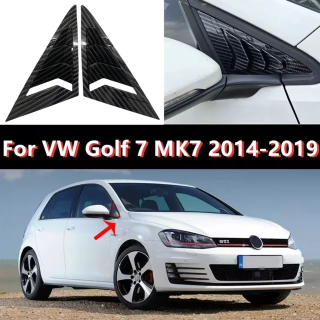 ฝาครอบชัตเตอร์หน้าต่างด้านหน้า Trim หน้าต่างบานเกล็ดด้านข้าง Vent สําหรับ VW Volkswagen Golf 7 MK7 Hatchback 2014 2015 2016 2017 2018 2019 1