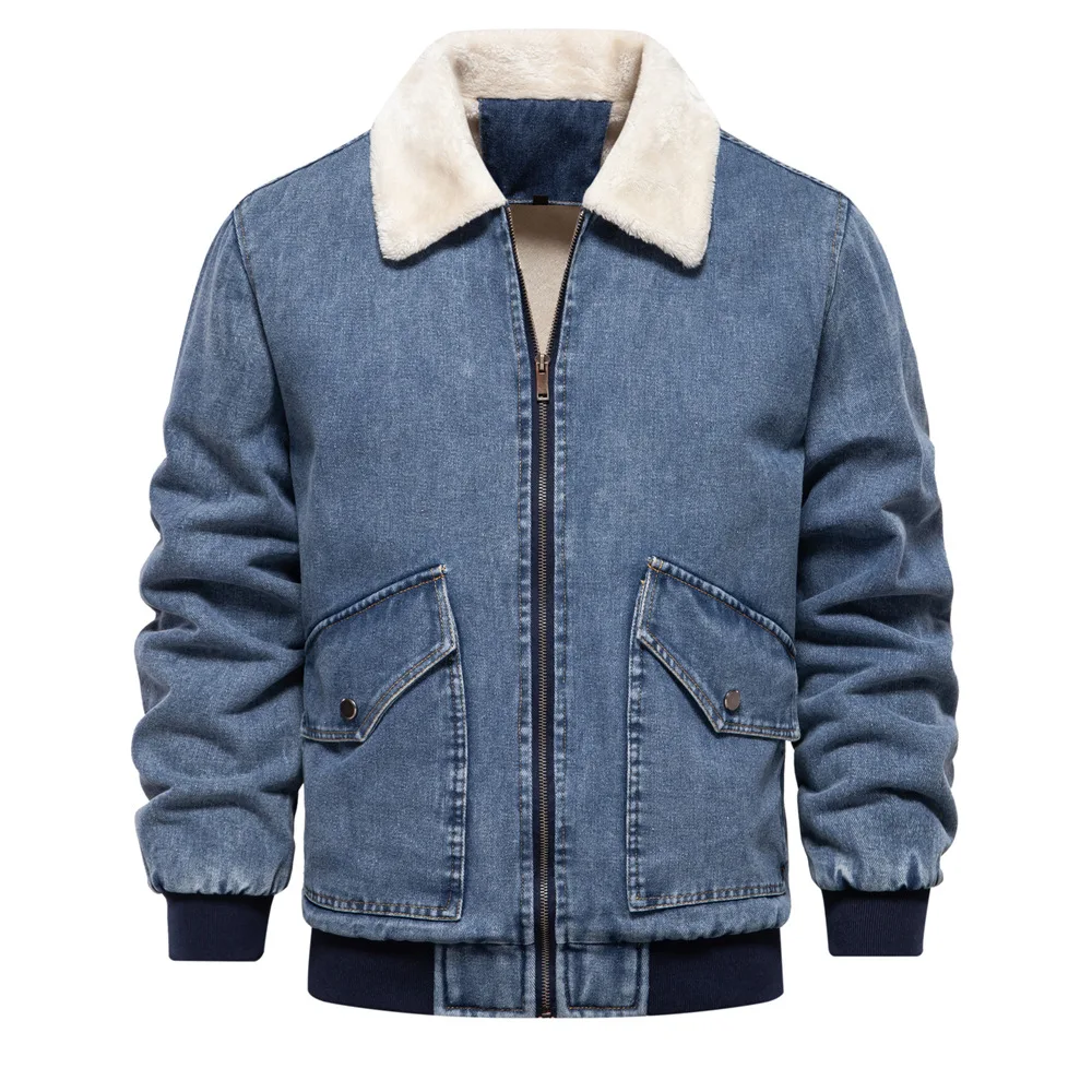 

Autumn Winter 2023 New Men's Denim Jacket Euro Size Casual Quality Washed Coats Fashion Male Large Size Top Ropa De Hombre