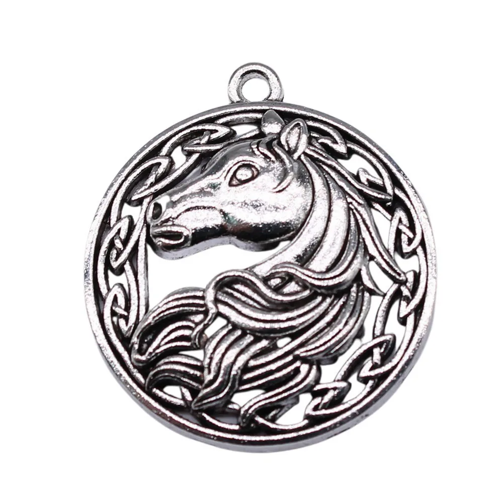 

5pcs/lot 34x30mm Horse Charms For Jewelry Making Antique Silver Color 1.34x1.18inch