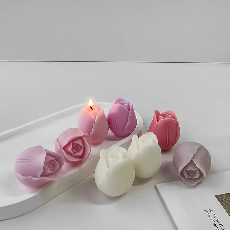 3D Tulip Candle Mold Handmade DIY Flower Soap Silicone Resin Mold Concrete Molds Candle Making Supplies Cake Baking Mould silicone mold