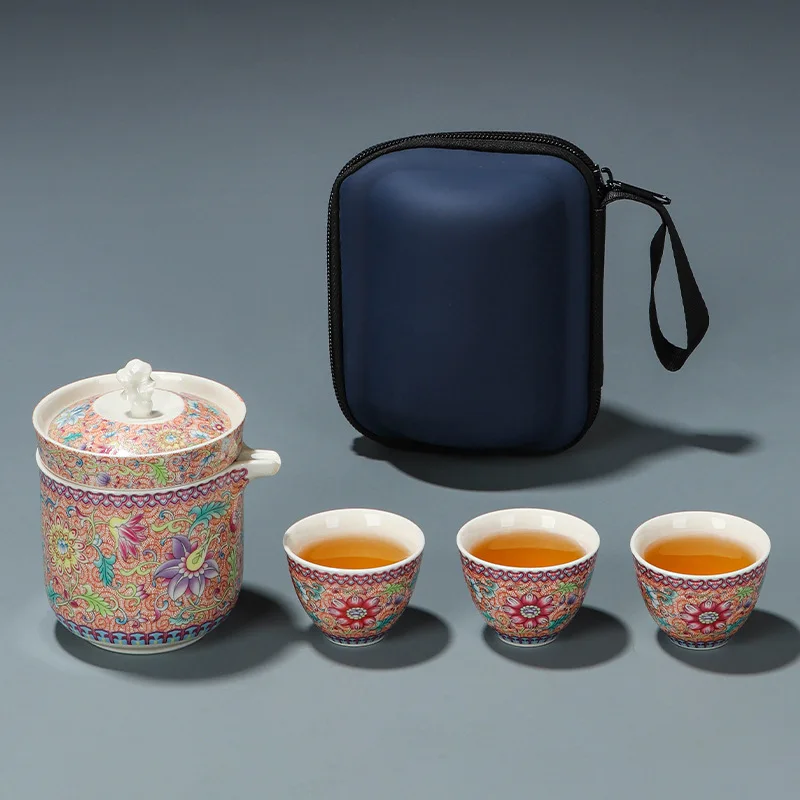 High End Portable Travel Tea Set Kuaike Cup One Pot Three Cups Outdoor Tea Maker