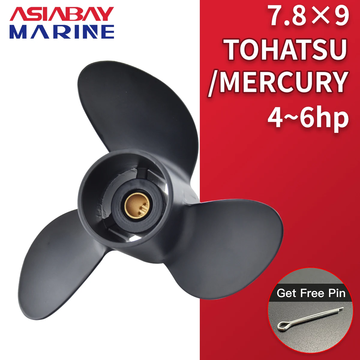 Подвесной винт для лодки Tohatsu Mercury Mariner 4hp 5hp 6hp 7 8*9 из алюминиевого сплава 3 лопасти