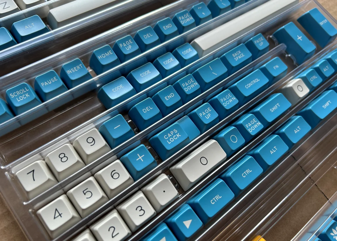 MAXKEY 더블샷 SA 키캡 세트, 블루 화이트 Godspeed, mx 키보드 모드