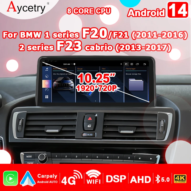 Drahtloses Carplay Android 14 Auto-Autoradio-Multimedia-Player-Bildschirm für BMW 1/2 Serie F20 F21 F23 Cabrio NBT Stereo GPS 4G LTE