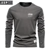 High-quality Embroidered JEEPSPIRIT Pure Cotton Round Neck Long Sleeved T-shirt for Men's Casual Fashionable Outdoor Sports 3