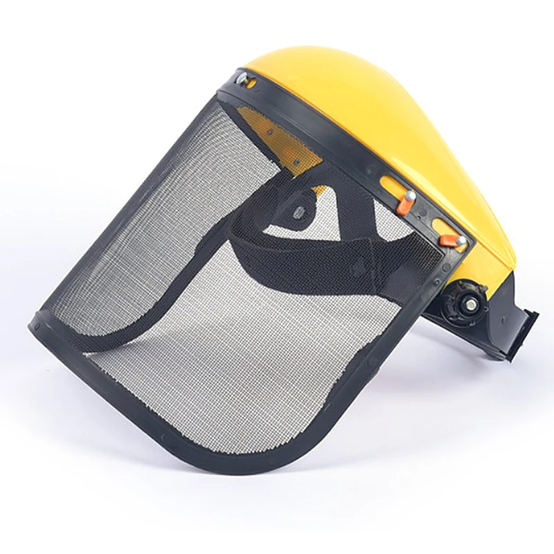 Garden Grass Trimmer Safety Helmet Hat Full Face Mesh Visor Protection, mesh face protector cap