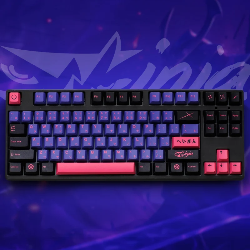 

129 Keys/set Ninja Keycaps PBT Cherry Profile 5 Sides Dye Sublimation Key Caps For 61 64 68 84 96 980 104 Mechanical Keyboard