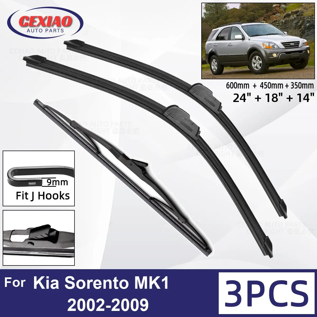 Bosch Super+ Replacement Front Screen Windscreen Wiper Blades + Wurth Screen Wash Sorento MK1 2002-2010