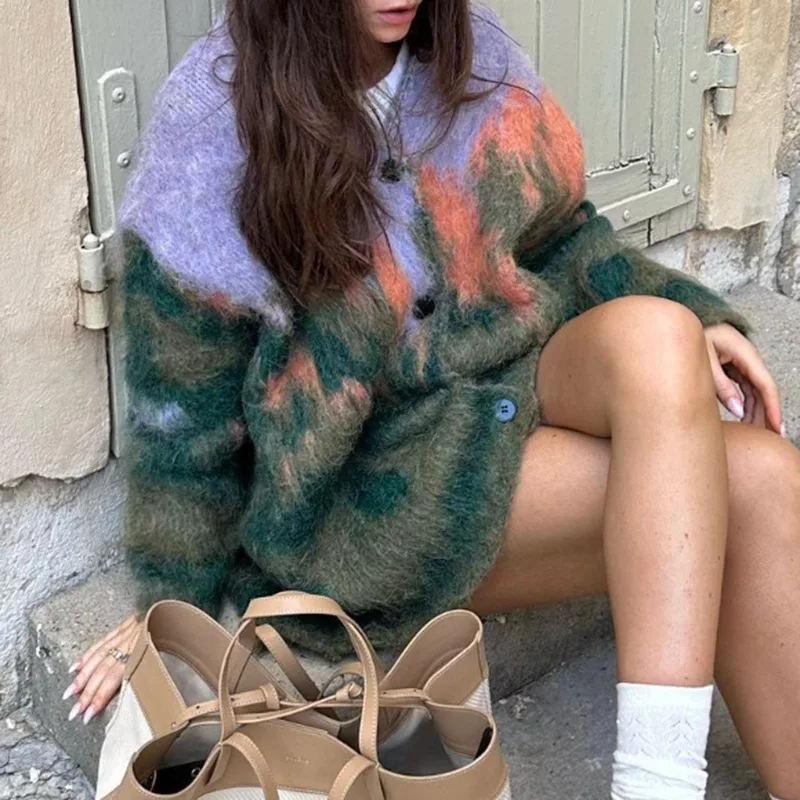 

Повседневные вязаные свитера с длинным рукавом, кардиган для женщин, пальто, v-образный вырез, Свободный теплый осенне-зимний пуловер, джемперы