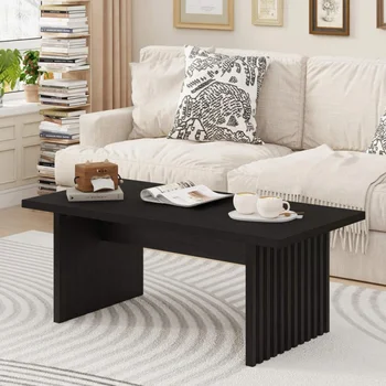 Black Coffee Table, Modern Coffee Tables for Living Room, Wooden Center Table, Home, 1