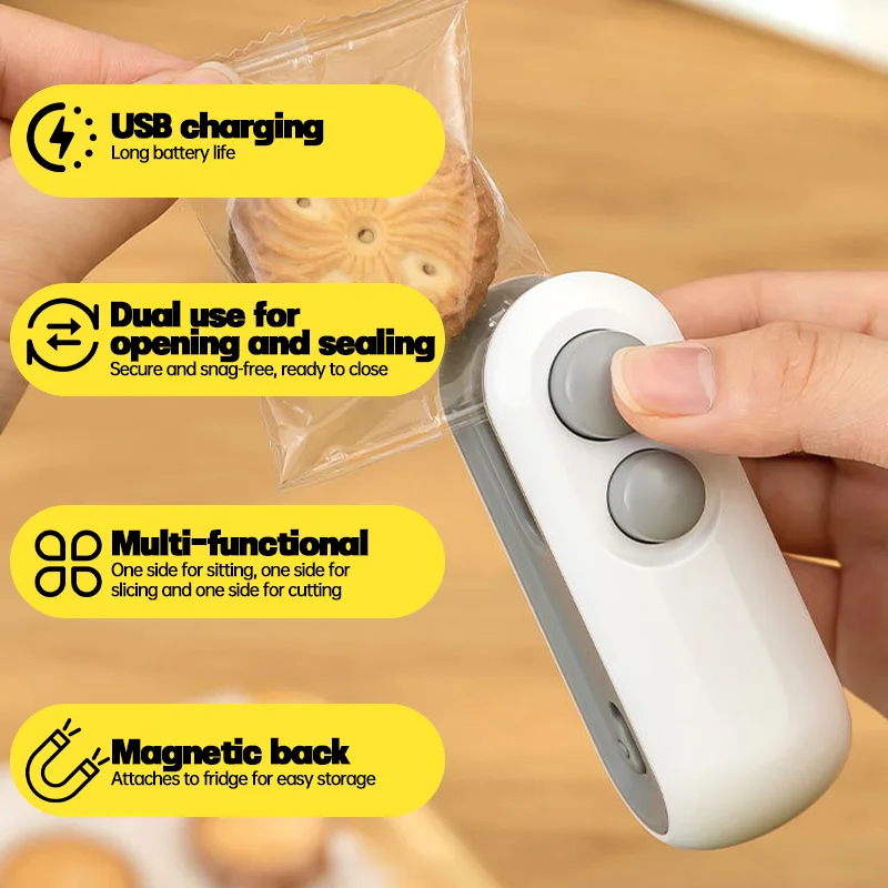 Rechargable Heat Sealer Food Snacks Packaging Heat Sealer Mini Bag Sealing Machine Household Moisture-Proof Sealing Tool mini sealer