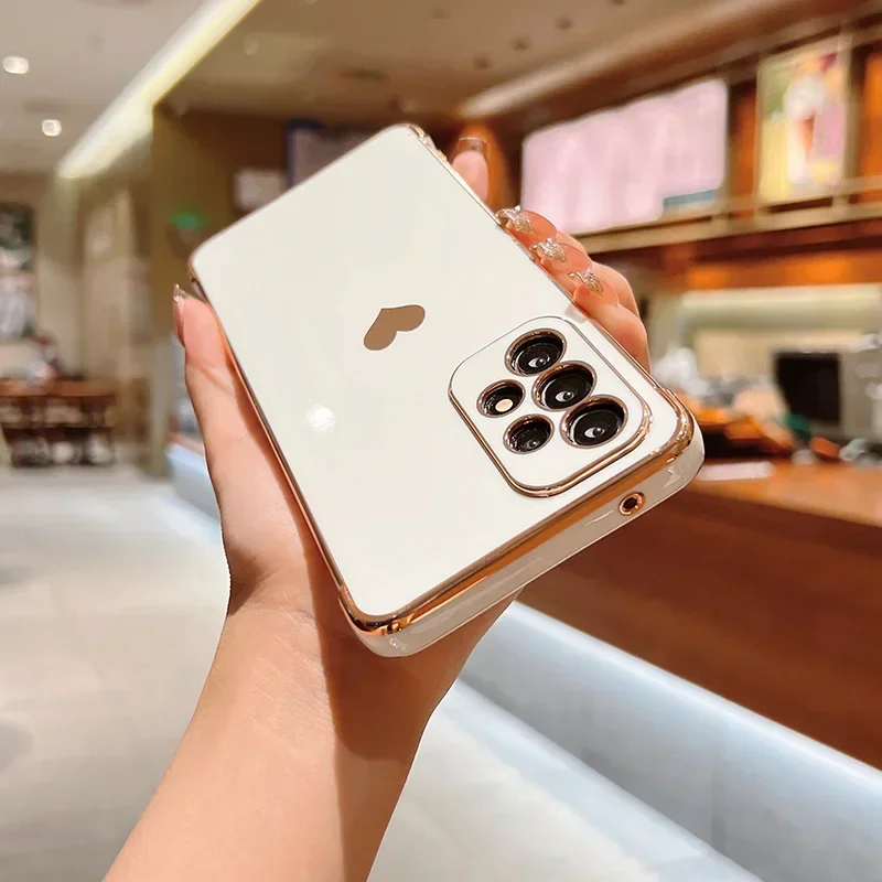 Electroplating Love Heart Shockproof Phone Case with Lens Protection