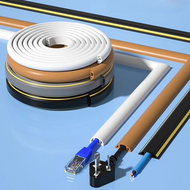 Floor Cable Cover PVC Cord Protector Self-Adhesive Power Cable Protector  Extension Electric Wire Duct Slot