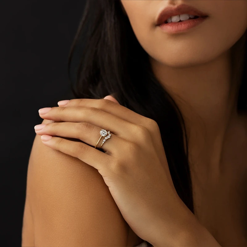 Custom Zircon Crystal Wedding Rings