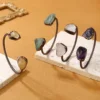 YEEVAA Vintage Style Adjustable Cuff Bracelet With Natural Amethyst, Citrine & Fluorite - Open Bangle For Women 1