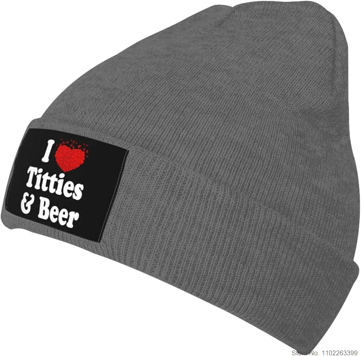Funny I Heart Titties and Beer Beanie Hat Unisex Cuffed Beanie Knit Skull Hat Warm Ski
