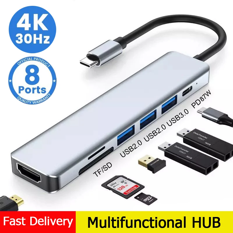 Adaptateur Hub en métal de Type C vers Multi Usb C 3.0 séparateur Otg Hdmi  RJ45 Hub3 0 lecteur de carte Micro Sd Station d'accueil pour Macbook Air  Pro - AliExpress