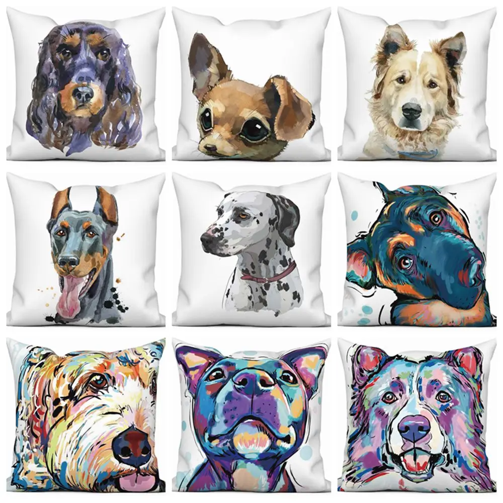 

Animals Cushion Cover Watercolors for Dogs Tiger Dinosaur Squirrel Home Decor Throw Pillow Covers Throw Cushion Case for Sofa