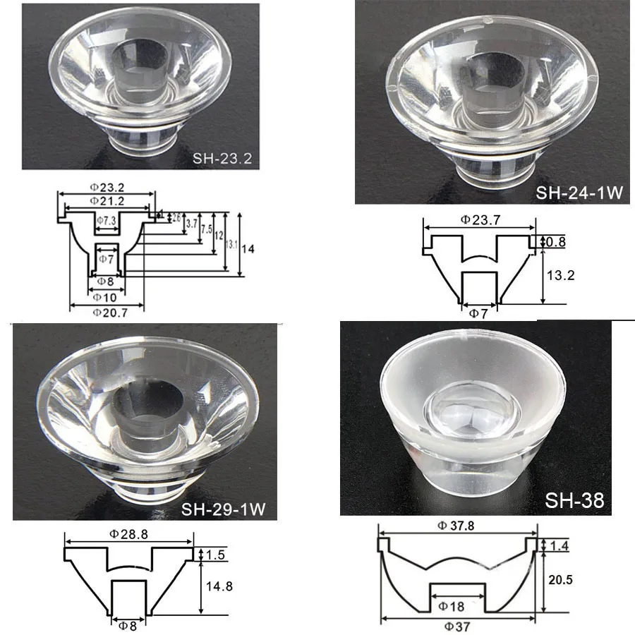 Concave PMMA Lens for LED Lighting and Flashlight Applications