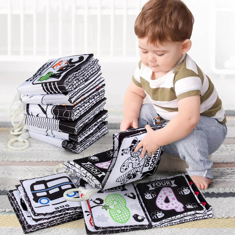 Soft Baby Clothes Book Sensory Toy Black and White High Contrast Visual Stimulation Book Toddler Early Learning Educational Book 3