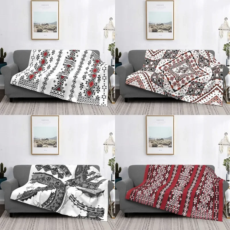 

3D Print Kabyle Carpet Blankets Breathable Soft Flannel Winter Bohemia Amazigh Berber Throw Blanket for Couch Home Bed
