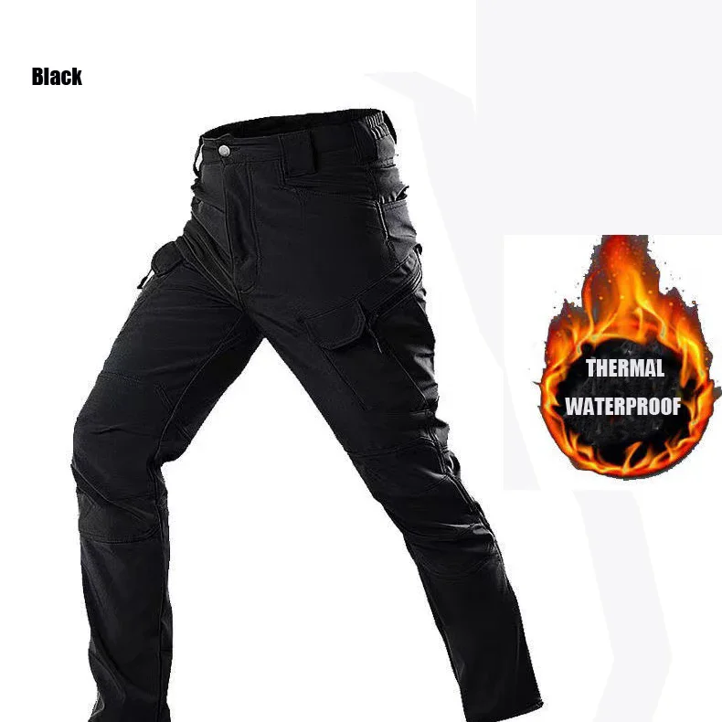 Winter Cargo Hosen Männer Fleece Liner Taktische Hosen Camping Wandern Jagd Soft Shell Hosen Wasserdichte Elastische Warme Hosen – Detail 7