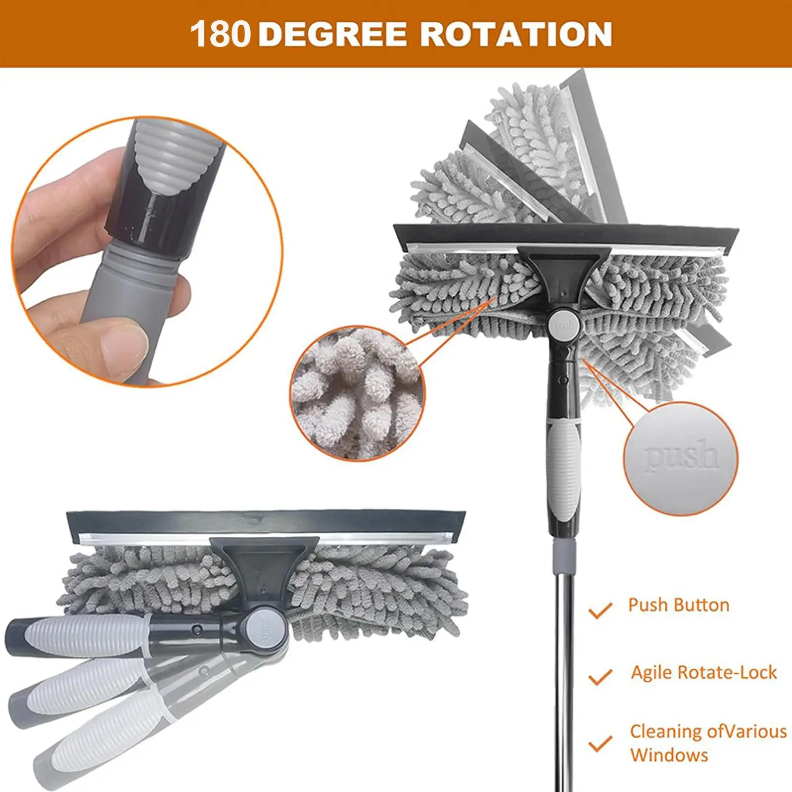 Ceiling Duster High Reach Microfiber Spider Web Duster Multi-Function Ceiling Fan Brush for Dusting Cleaning Window Lampshade