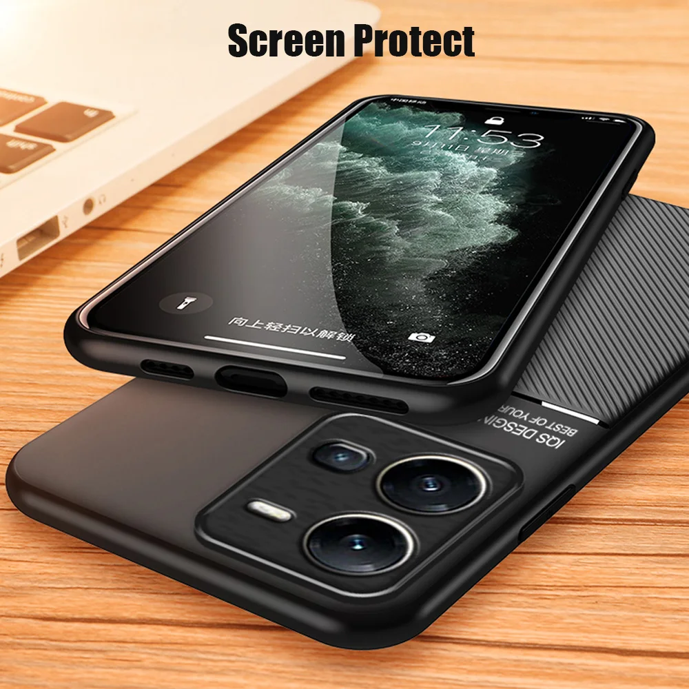 Vivo Y35 전화 케이스 TPU 소프트 범퍼 자기 충격 방지 360 전체 보호기 뒷면 커버 VIVO Y35 4G 케이스 스킨 터치 코크