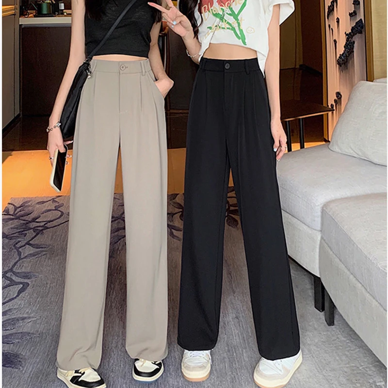 Pantalones Mujer CheChury Verano Algodón Lino Pantalón Cintura Alta Elástico Casual Pantalones Suelto Cómodos Flojo Playa Pantalones De Anchos Mujer Largos Con Bolsillos Cordón Pantalones De Trabajo Mujer