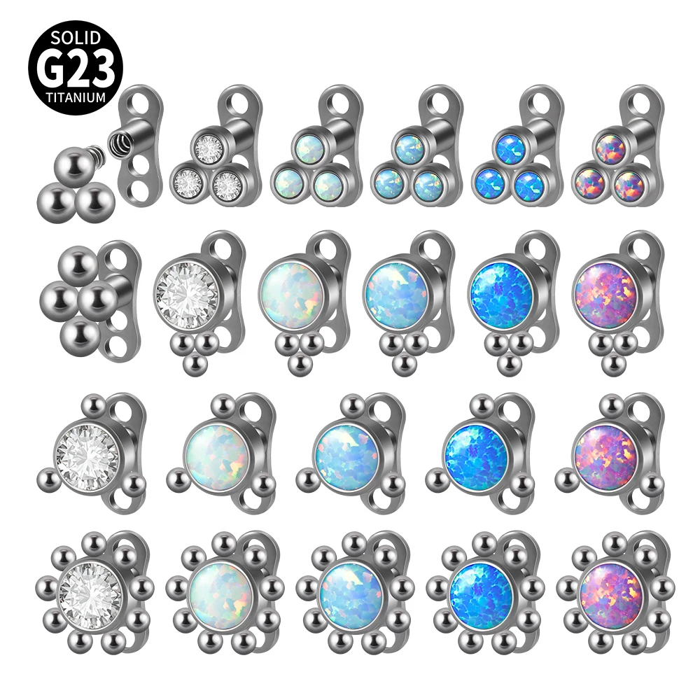 1Pc G23 Titanio Dermal Anchor Crystal Opal Weld Small Bead Skin Diver Hide In Skin Safety Tattoo Women Piercing Body Jewelry
