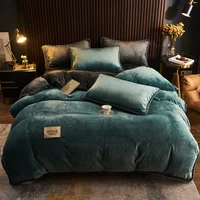 Hiver peluche Couple lit housse de couette couvre-lits pour simple Double reine roi lit Velvect chaud doux nordique Couple lit housse de couette 3