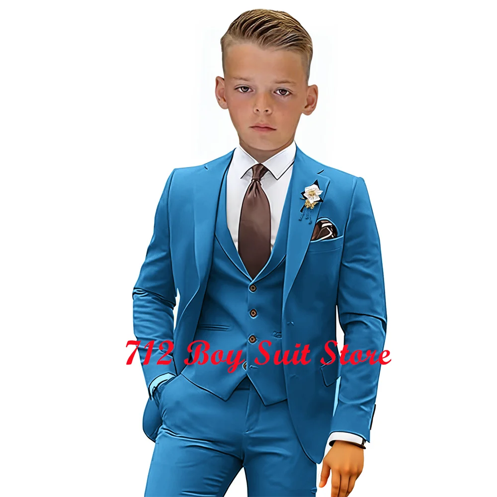 Formal Boys Suit 3 Piece Wedding Tuxedo Children Jacket Pants Vest Set Slim Fit Blazer 2-16 Years Old Kids Clothes