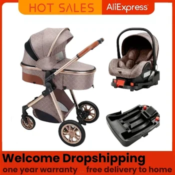Passeggino 3 in 1, passeggino multifunzionale leggero 3-1, seggiolino auto con sistema di fissaggio Isofix, adatto per neonati da 0 a 3 mesi.