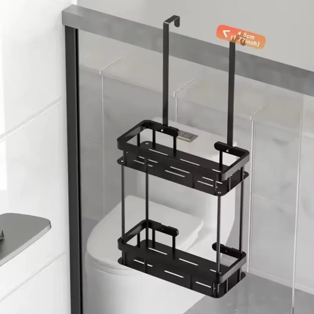 Bathroom Shelf Behind Door Multi-layer Baskets No Punching Required Hanging Towel Organizer Rack Wall Mounted Toiletries Rack 4
