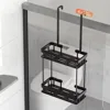 Bathroom Shelf Behind Door Multi-layer Baskets No Punching Required Hanging Towel Organizer Rack Wall Mounted Toiletries Rack 4