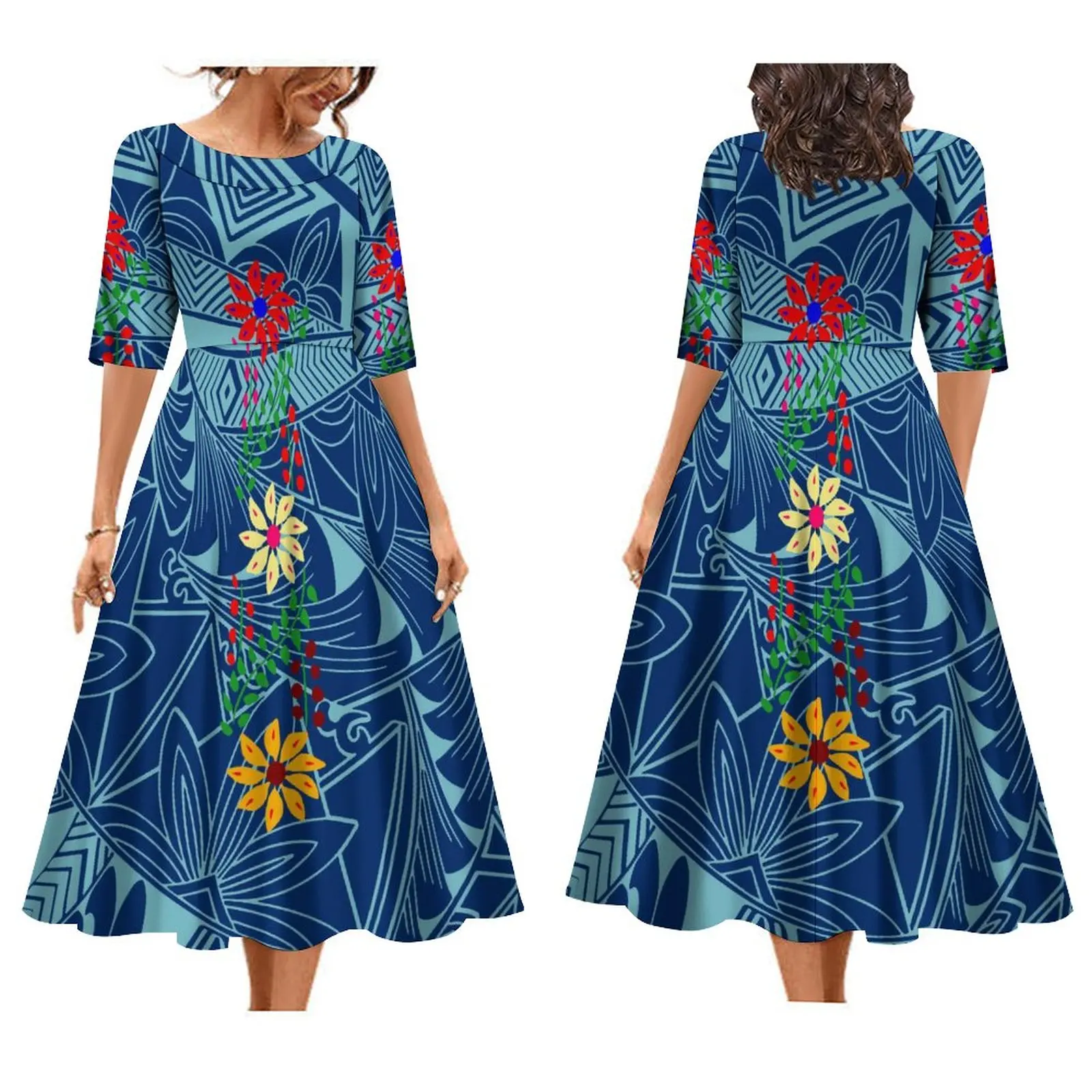 

Летнее Длинное Платье, пушистое платье с широким подолом, высококачественное женское платье из Полинезии, платье для Гавайских и тихоокеанских островов на заказ