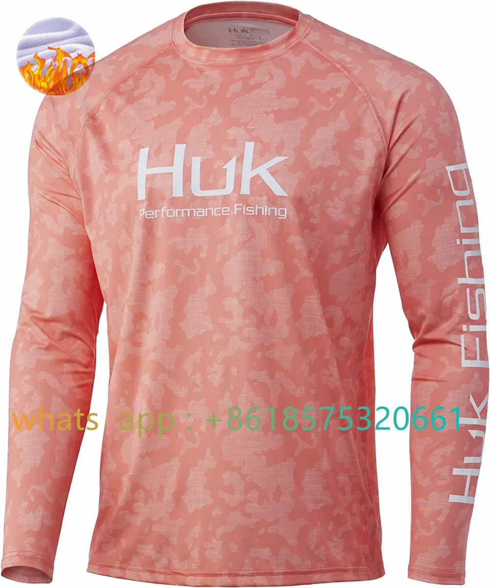 

HUK Winter Men Fishing Hoodies Shirt Long Sleeve Sun Protection Shirts Roupa Pesca Breathable Fishing Clothing Poleras De Pesca