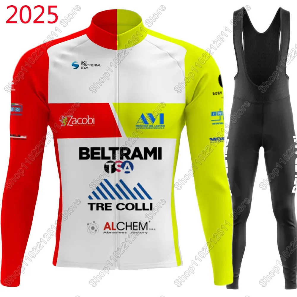 Beltrami TSA Tre Colli Cycling Jersey Set Italy Clothing Suit Mens Long Sleeve MTB Bike Road Pants Bib Ropa Ciclismo