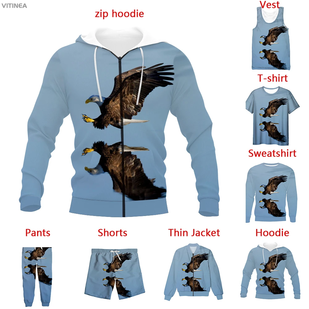

Vitinea New 3D Print Eagle Flight Sky T-shirt/Sweatshirt/Zip Hoodies/Thin Jacket/Pants Four Seasons Casual A2453