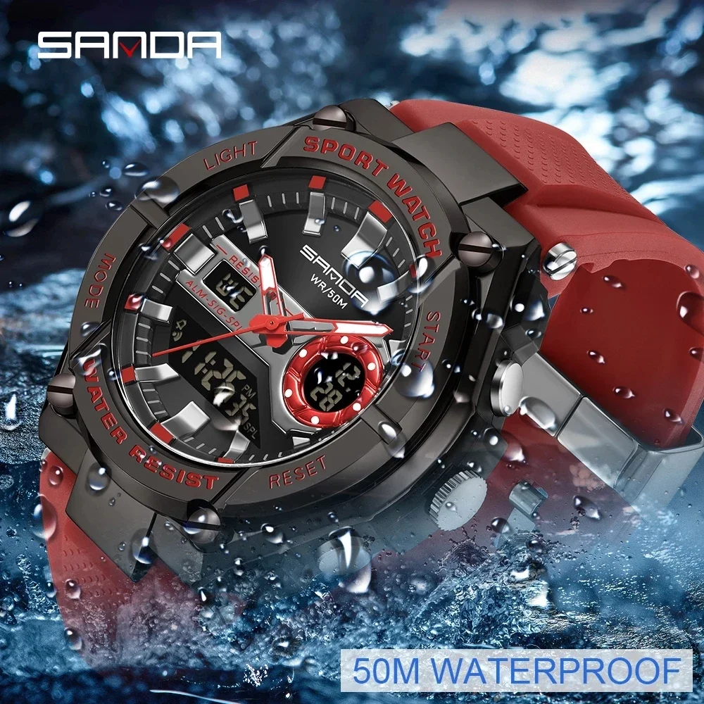 

Sanda 3123 Electronic Watch Fashionable and Trendy Steel Buckle Outdoor Luminous Calendar Waterproof Electronic Watch