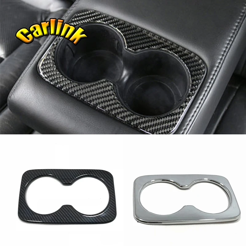 

For Jeep Grand Cherokee 2014 2015 2016 2017 2018 ABS Chrome /Carbon Rear Seat Water Cup Holder Panel Cover Trim car Accessories