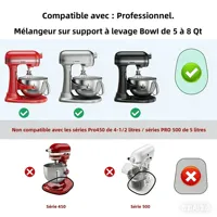 Support coulissant en bambou pour batteur KitchenAid, pour batteur vertical à tête oblique 5 QT-8QT, patin coulissant pour batteur de cuisine 3
