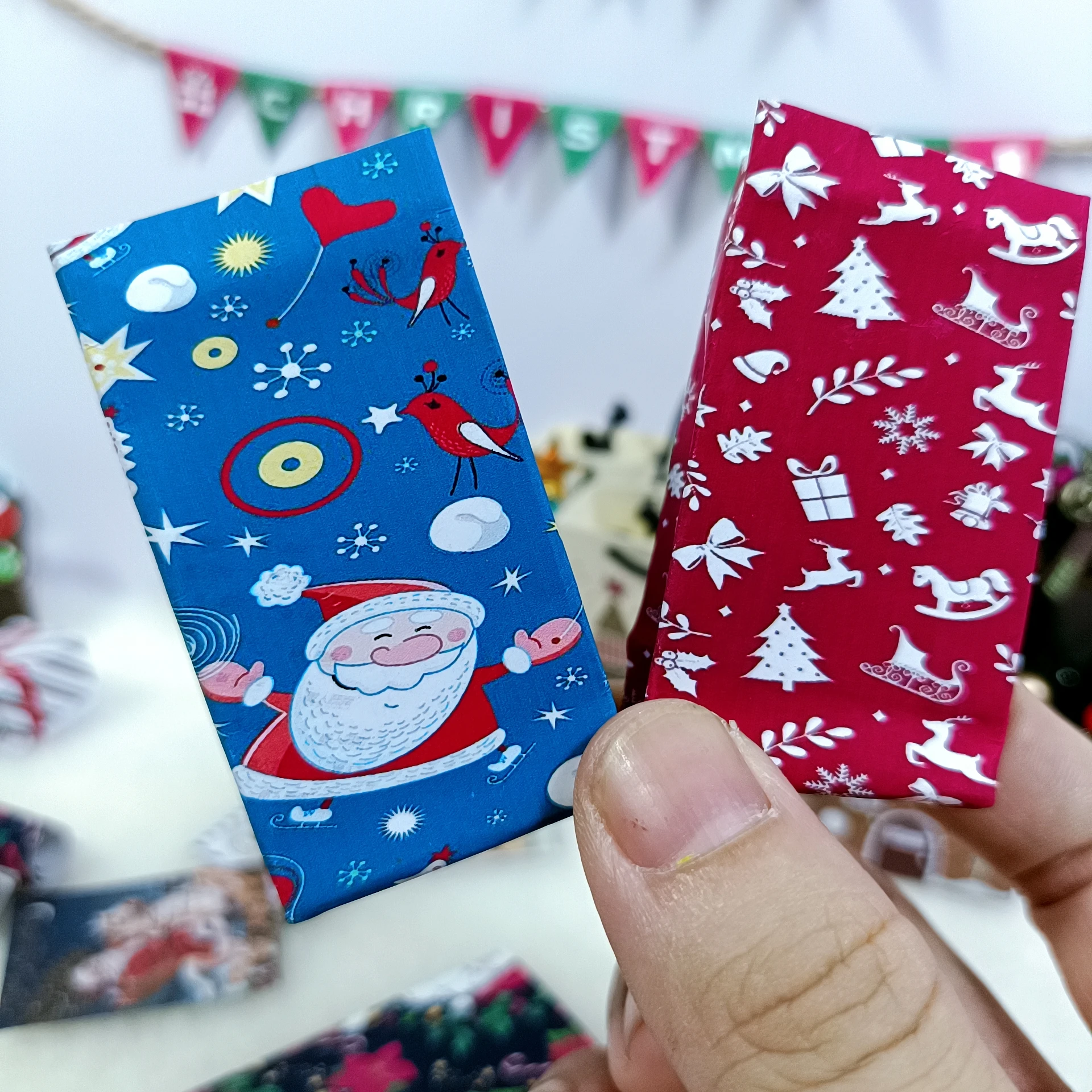 New 1/6 Christmas Gift （Scale Greeting cards, posters, postcards, bags, small gift boxes，banner）for  Dollhouse dolls Accessories 6