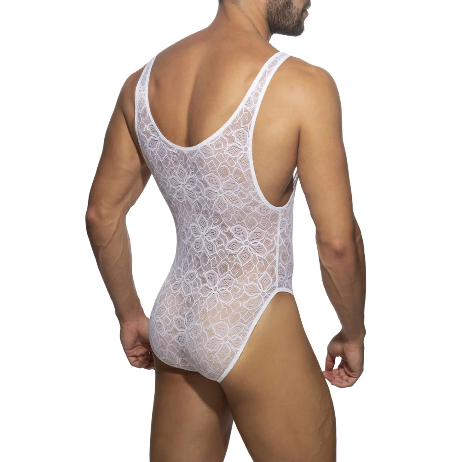 

Mens Thong Tight Bodysuit Muscle Nightwear Lingerie Porno Fishnet Teddies Costume Deep Scoop Neck Pattern Transparent Bodysuit